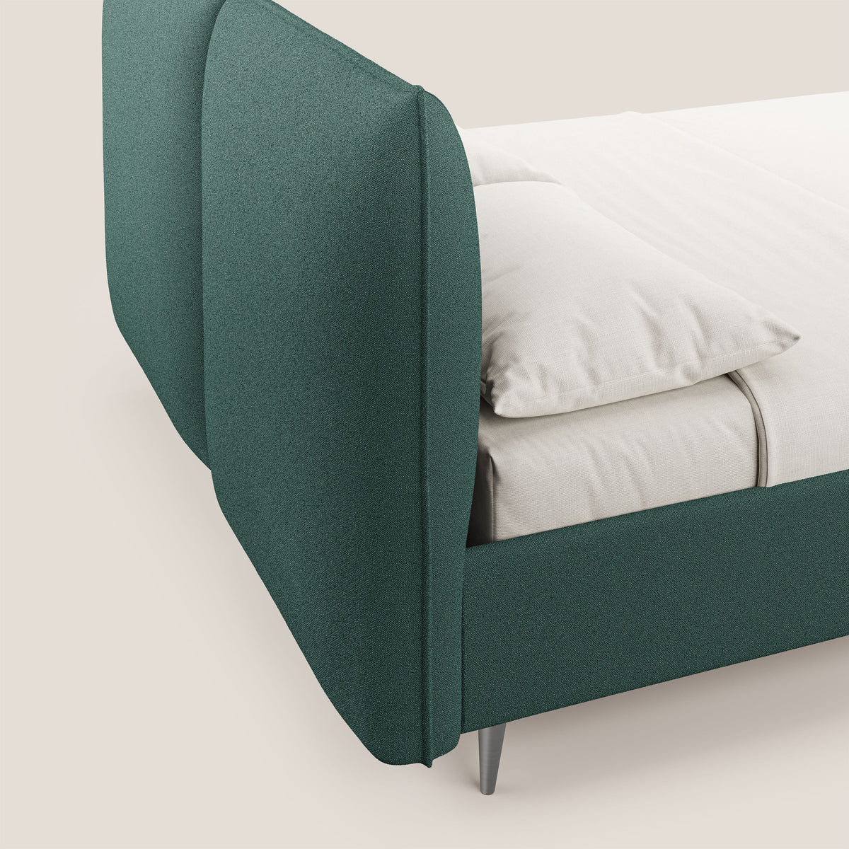 Adone letto imbottito contenitore a doppia pannellatura in bouclet impermeabile T07 verde - divitt.sbs