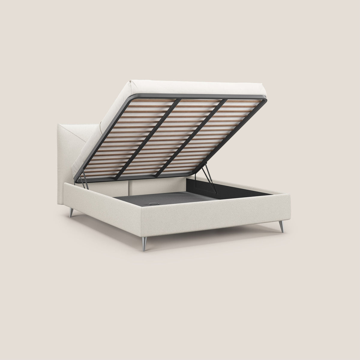 Adone letto imbottito contenitore a doppia pannellatura in bouclet impermeabile T07 bianco - divitt.sbs