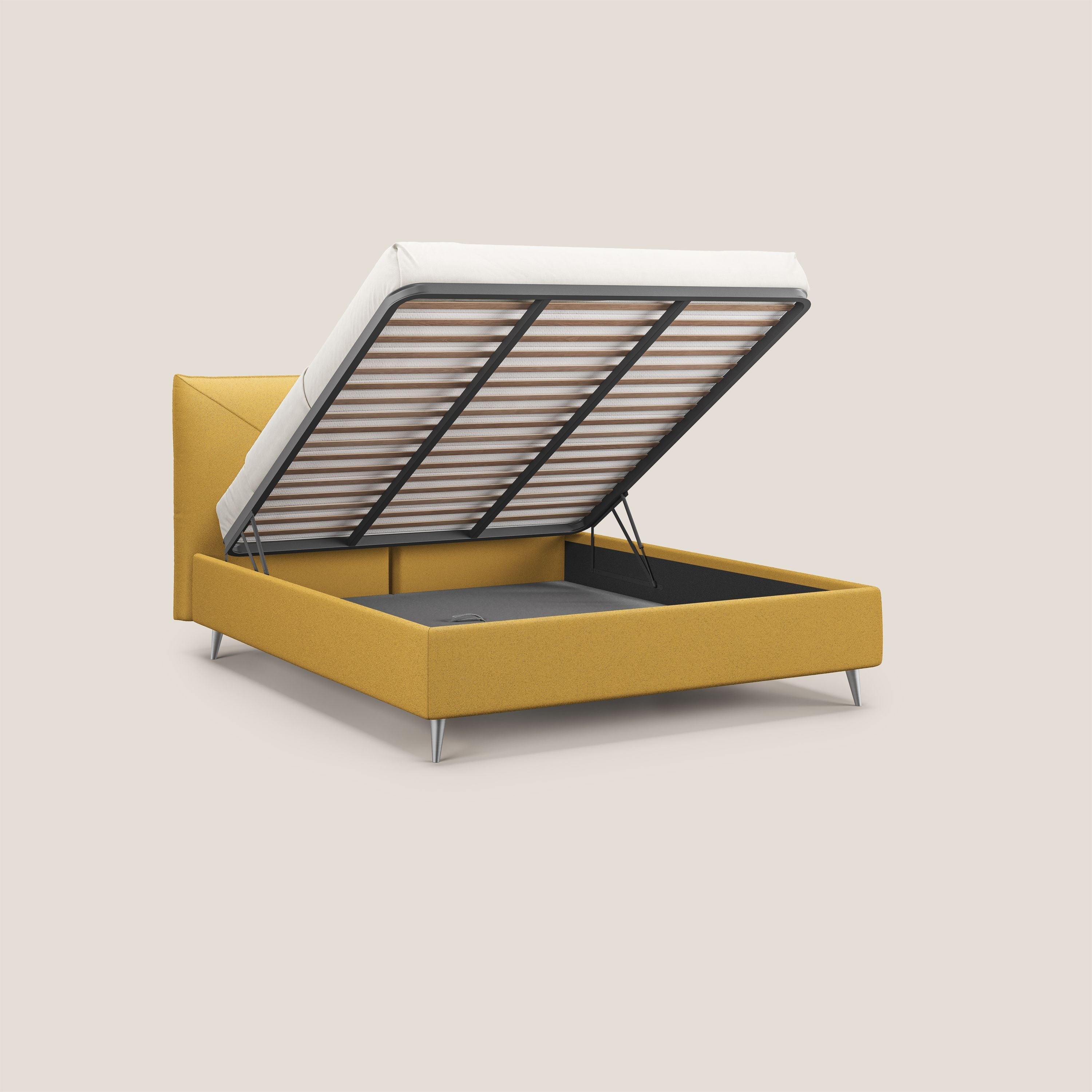 Adone letto imbottito contenitore a doppia pannellatura in bouclet impermeabile T07 giallo - divitt.sbs