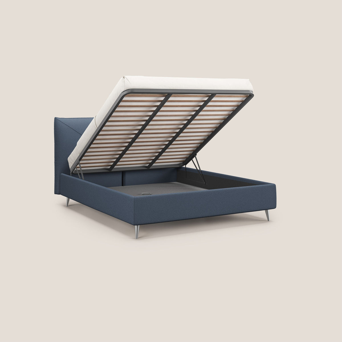 Adone letto imbottito contenitore a doppia pannellatura in bouclet impermeabile T07 blu - divitt.sbs