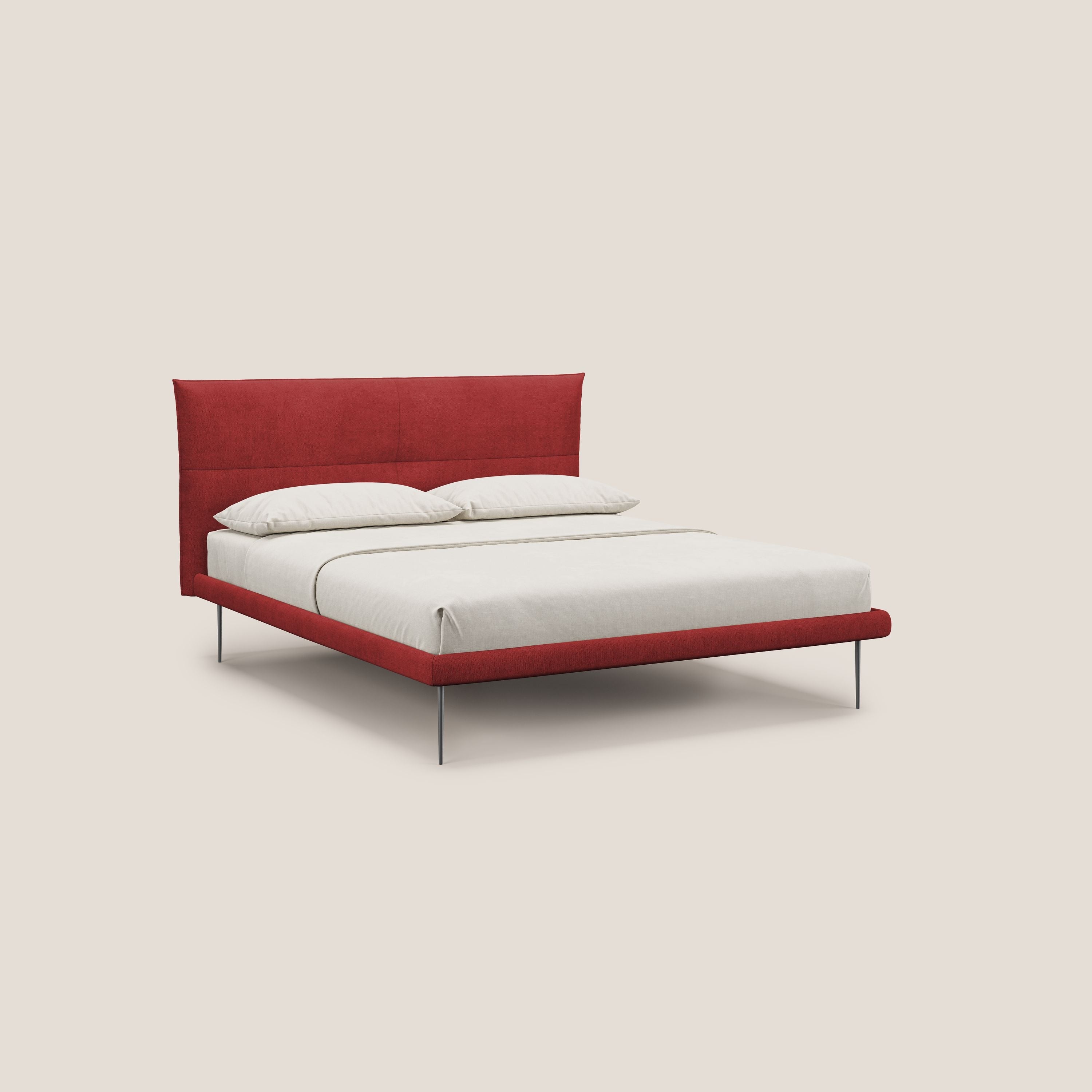 Akiko letto imbottito con piedi alti in metallo in tessuto impermeabile T02 rosso - divitt.sbs