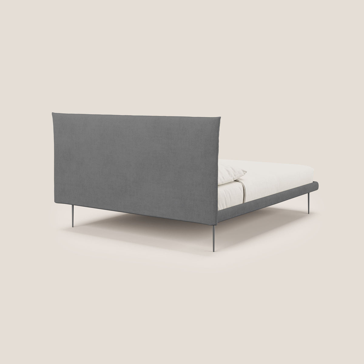 Akiko letto imbottito con piedi alti in metallo in tessuto impermeabile T02 grigio - divitt.sbs