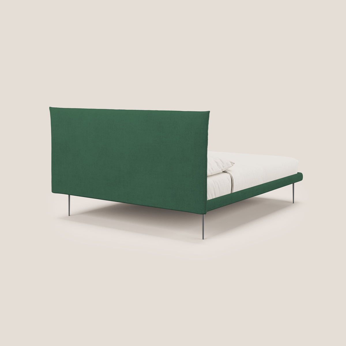 Akiko letto imbottito con piedi alti in metallo in tessuto impermeabile T02 verde - divitt.sbs