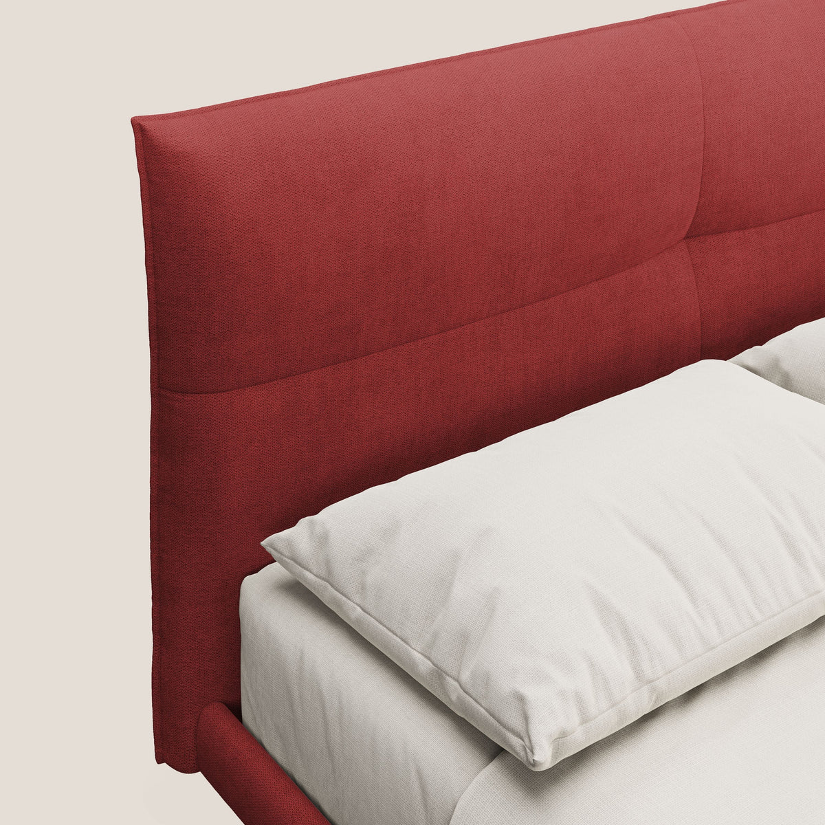 Akiko letto imbottito con piedi alti in metallo in tessuto impermeabile T02 rosso - divitt.sbs