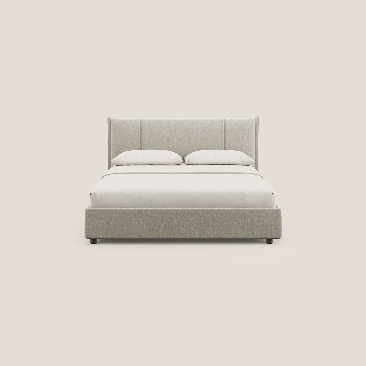 Alicia letto imbottito con vano contenitore in tessuto impermeabile T14 tortora - divitt.sbs