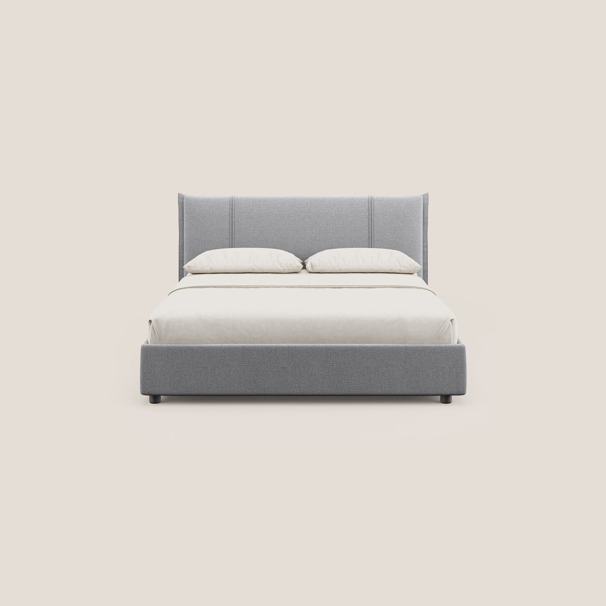 Alicia letto imbottito con vano contenitore in tessuto impermeabile T14 grigio chiaro - divitt.sbs