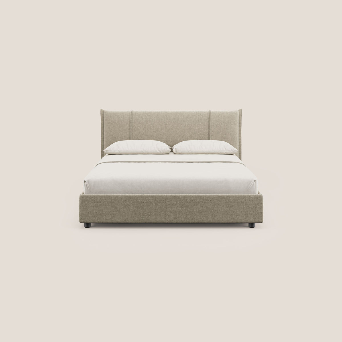 Alicia letto imbottito con vano contenitore in tessuto impermeabile T14 beige - divitt.sbs