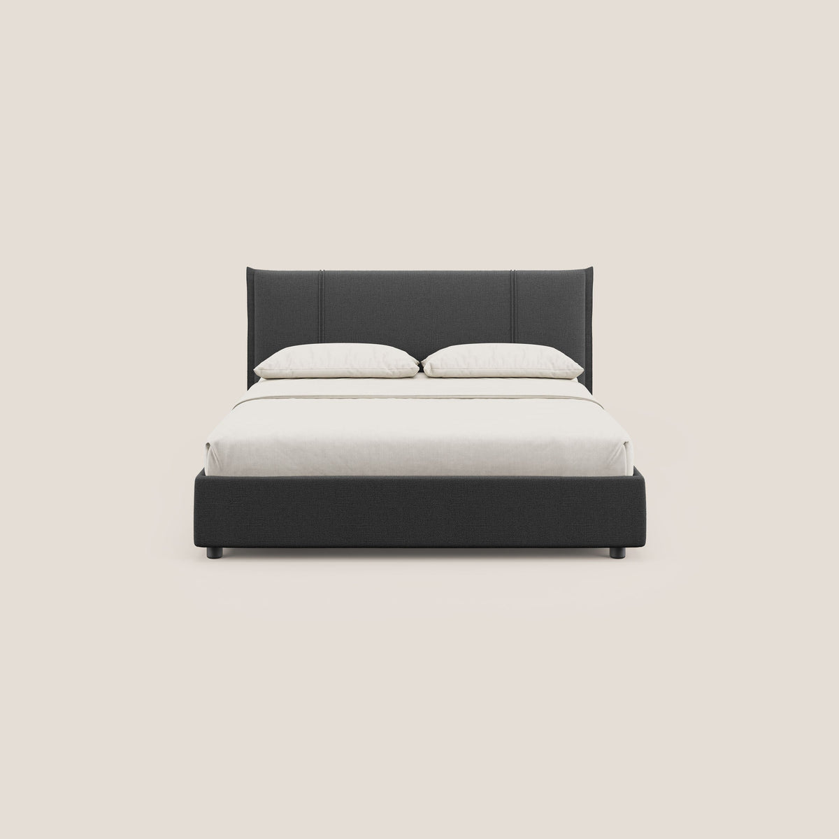 Alicia letto imbottito con vano contenitore in tessuto impermeabile T14 antracite - divitt.sbs