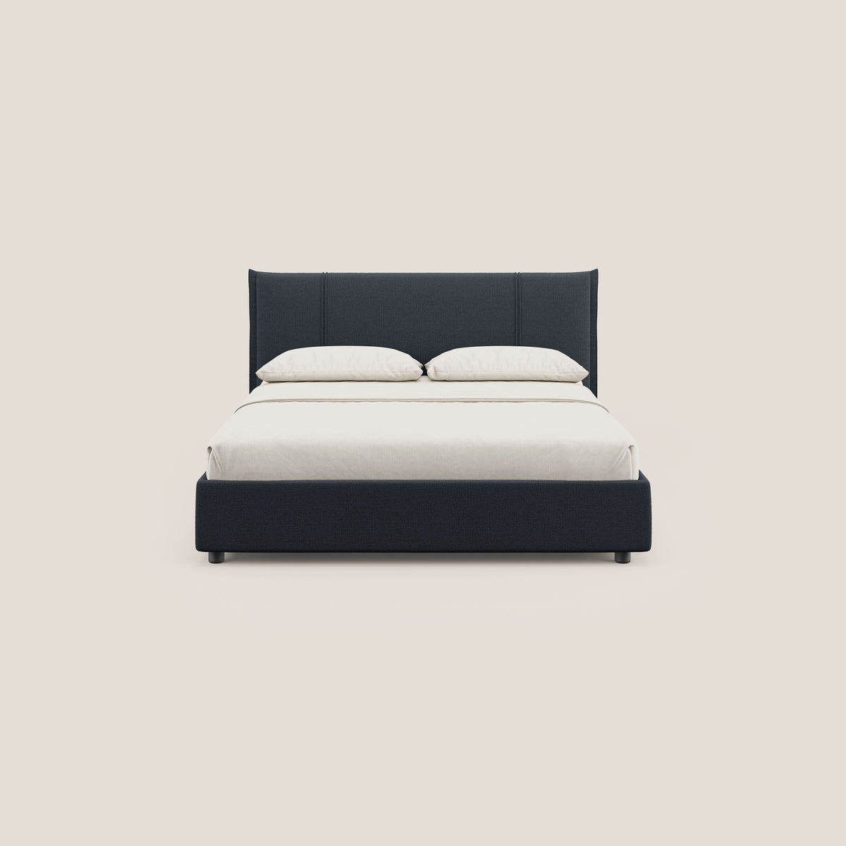 Alicia letto imbottito con vano contenitore in tessuto impermeabile T14 blu - divitt.sbs
