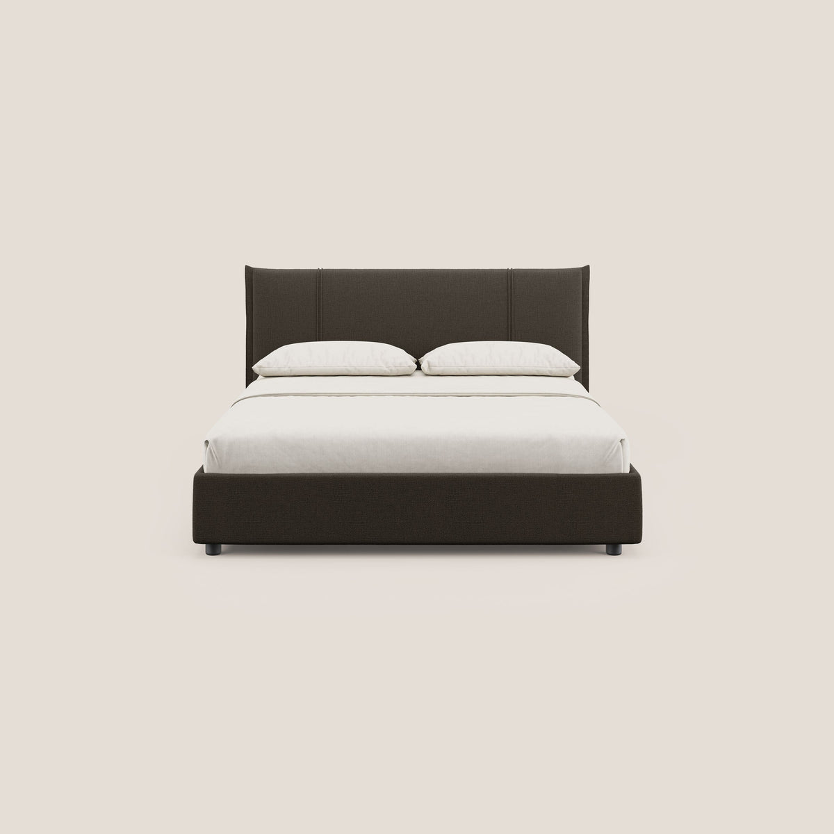Alicia letto imbottito con vano contenitore in tessuto impermeabile T14 marrone - divitt.sbs