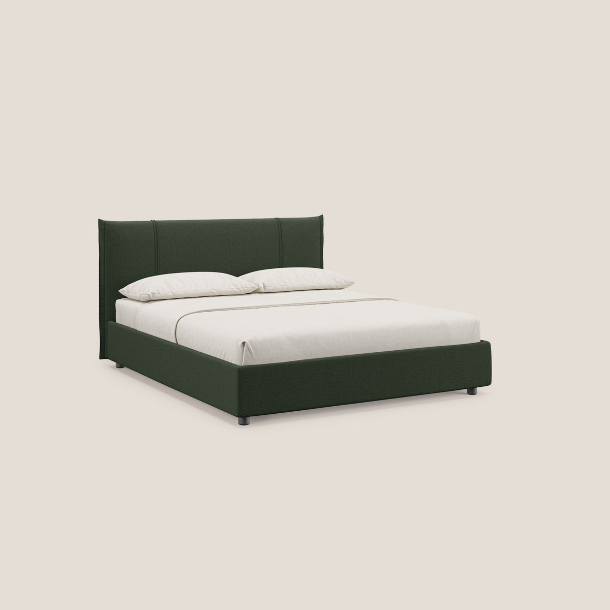 Alicia letto imbottito con vano contenitore in tessuto impermeabile T14 verde - divitt.sbs