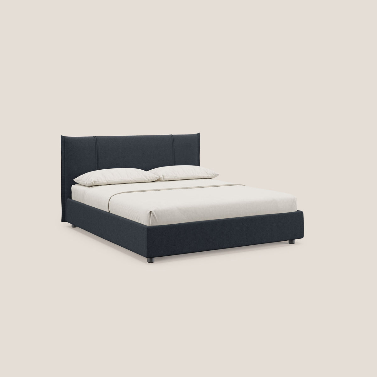 Alicia letto imbottito con vano contenitore in tessuto impermeabile T14 blu - divitt.sbs