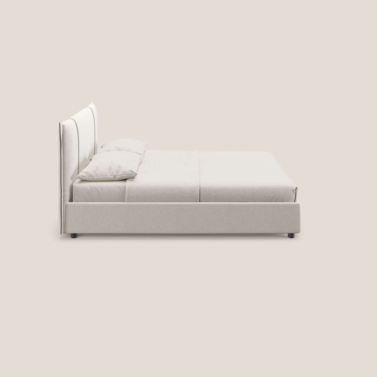 Alicia letto imbottito con vano contenitore in tessuto impermeabile T14 panna - divitt.sbs