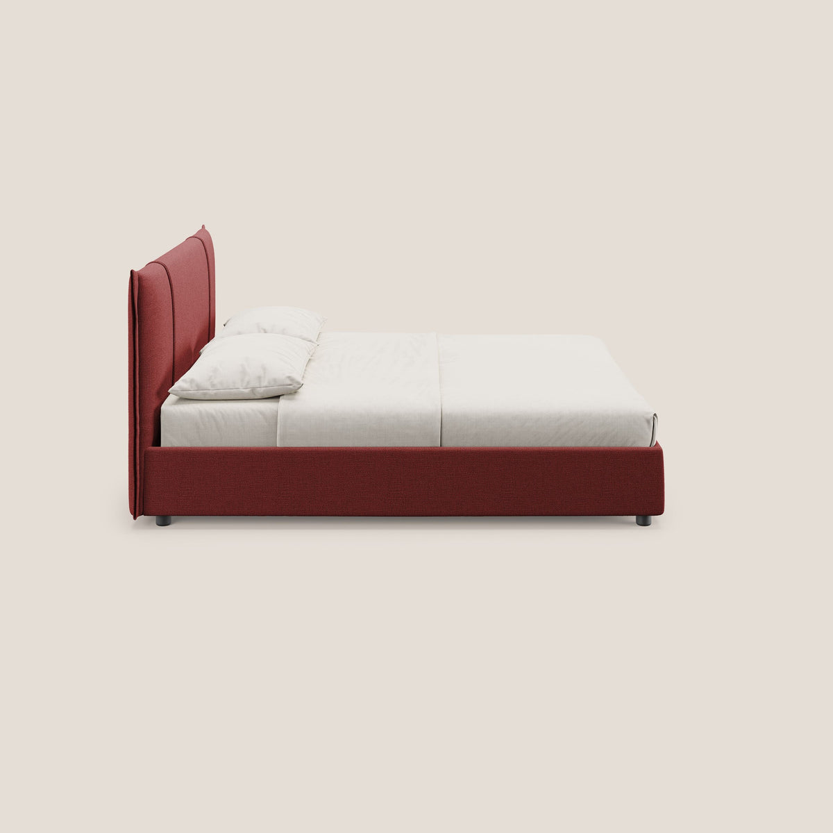 Alicia letto imbottito con vano contenitore in tessuto impermeabile T14 rosso - divitt.sbs