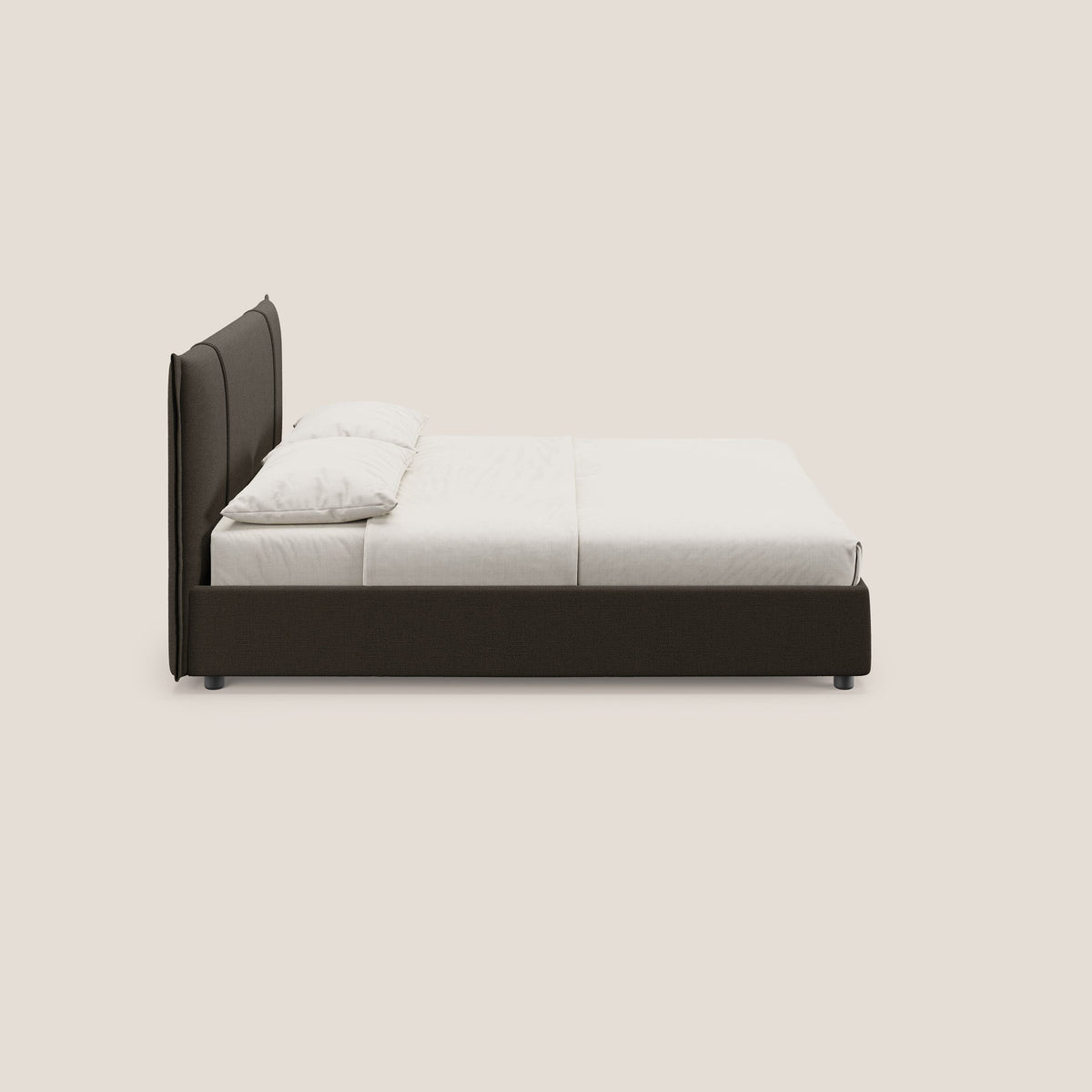 Alicia letto imbottito con vano contenitore in tessuto impermeabile T14 marrone - divitt.sbs