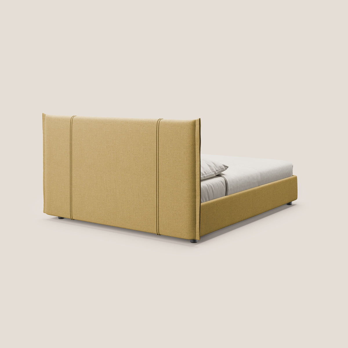 Alicia letto imbottito con vano contenitore in tessuto impermeabile T14 giallo - divitt.sbs