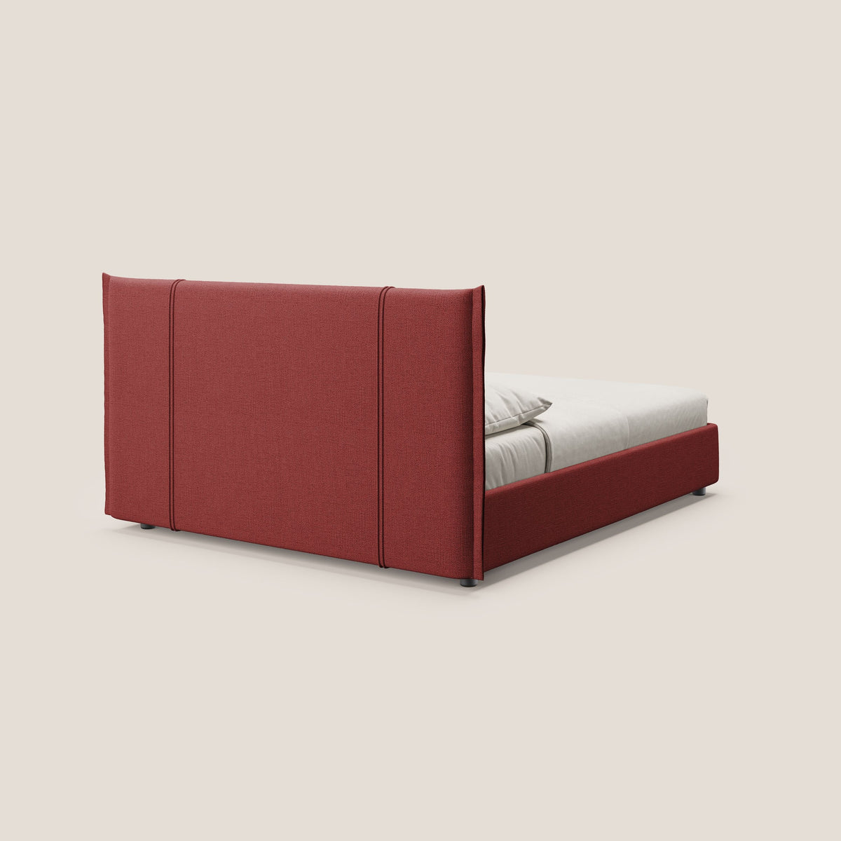 Alicia letto imbottito con vano contenitore in tessuto impermeabile T14 rosso - divitt.sbs