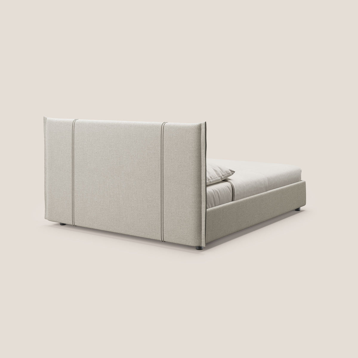 Alicia letto imbottito con vano contenitore in tessuto impermeabile T14 tortora - divitt.sbs
