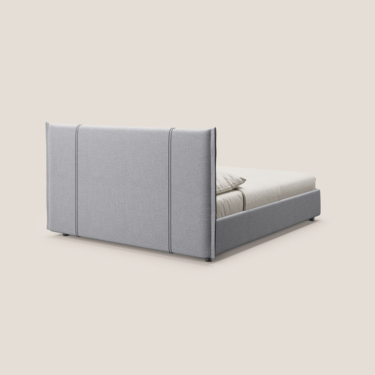 Alicia letto imbottito con vano contenitore in tessuto impermeabile T14 grigio chiaro - divitt.sbs