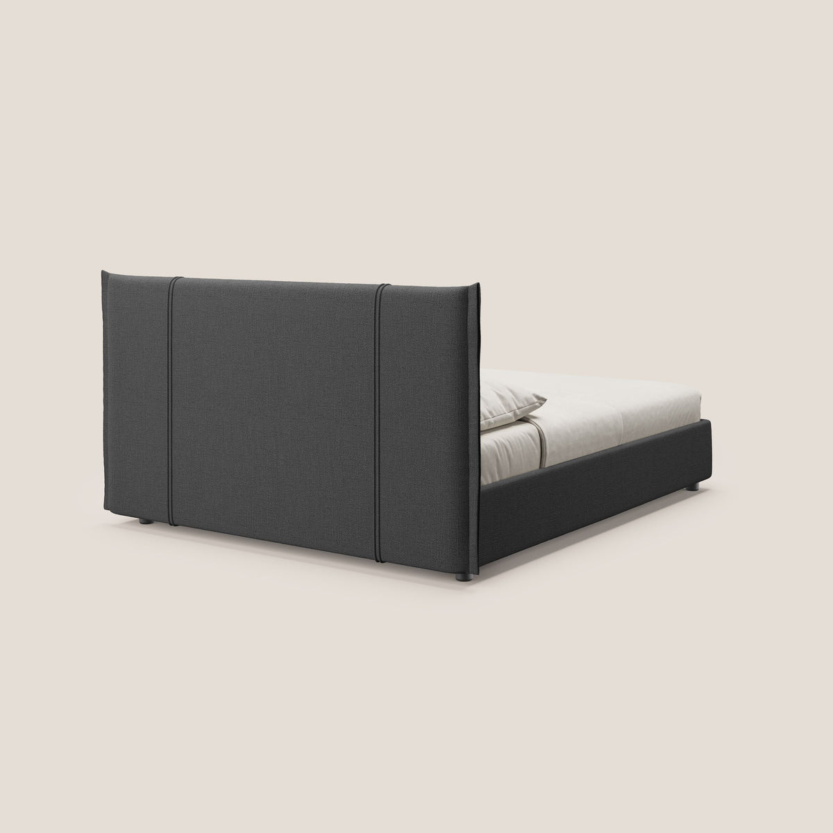 Alicia letto imbottito con vano contenitore in tessuto impermeabile T14 antracite - divitt.sbs
