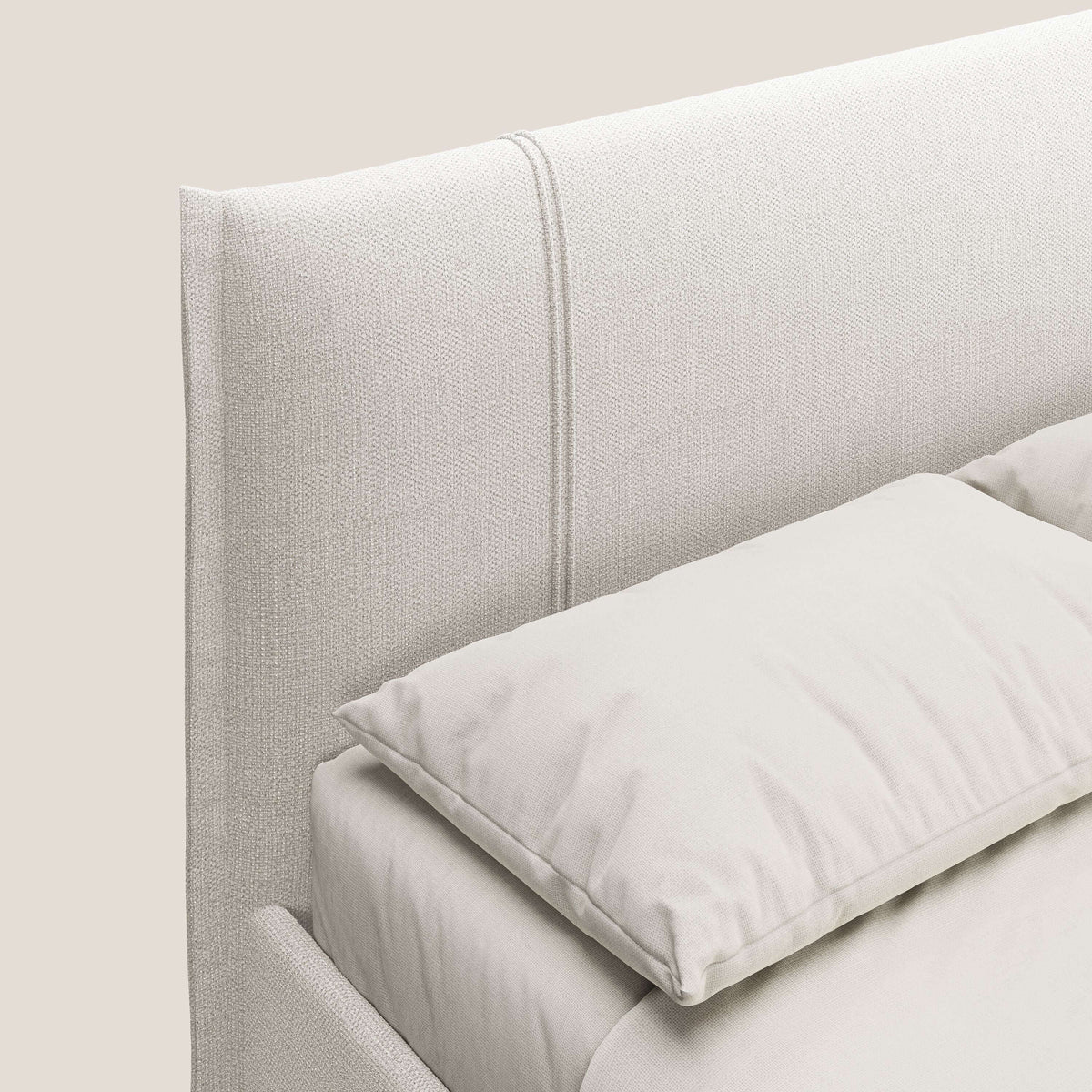 Alicia letto imbottito con vano contenitore in tessuto impermeabile T14 panna - divitt.sbs