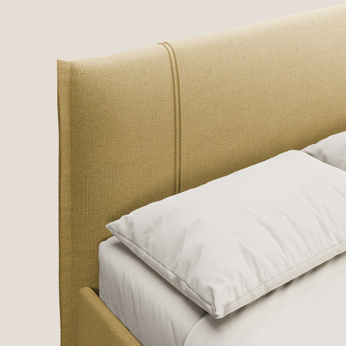 Alicia letto imbottito con vano contenitore in tessuto impermeabile T14 giallo - divitt.sbs