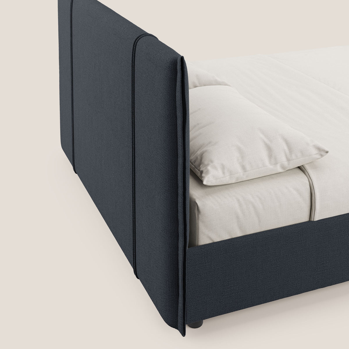 Alicia letto imbottito con vano contenitore in tessuto impermeabile T14 blu - divitt.sbs