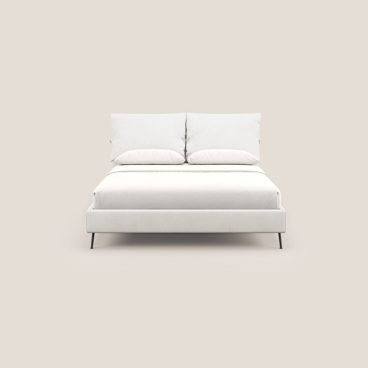 Artemisia letto imbottito con piedini alti sfoderabile in tessuto smacchiabile T17 bianco - divitt.sbs