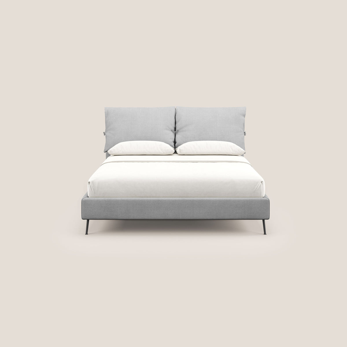 Artemisia letto imbottito con piedini alti sfoderabile in tessuto smacchiabile T17 grigio - divitt.sbs