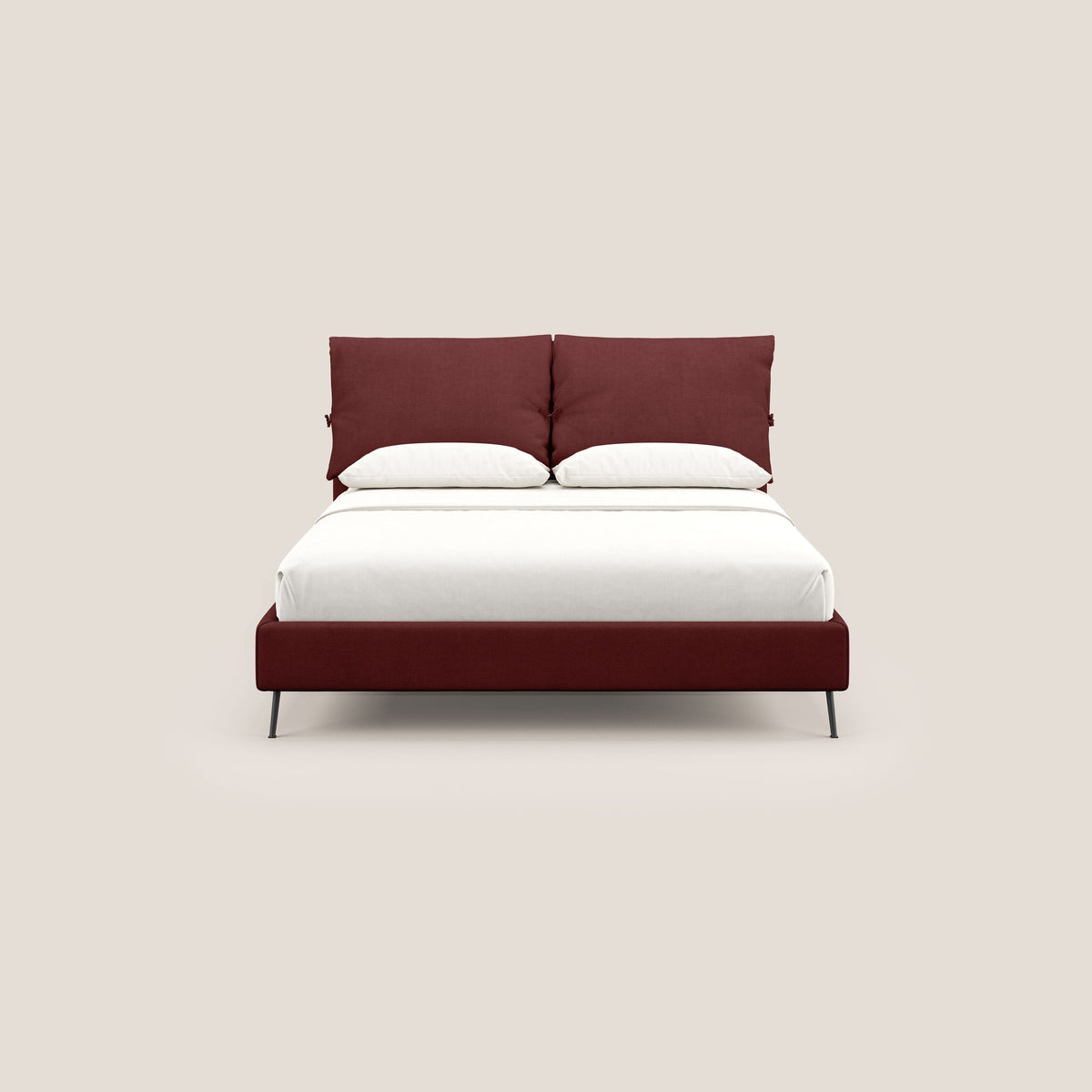 Artemisia letto imbottito con piedini alti sfoderabile in tessuto smacchiabile T17 rosso - divitt.sbs