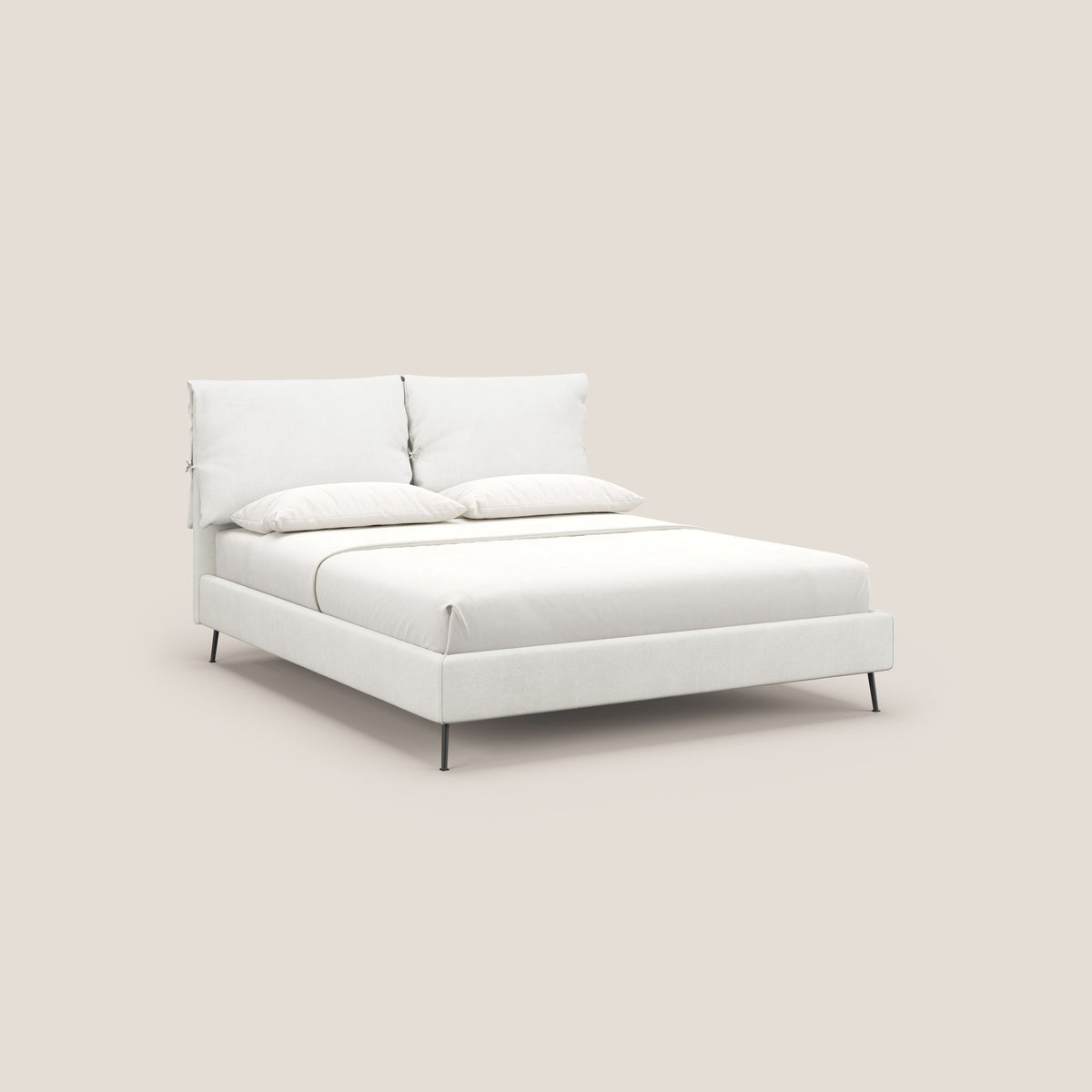 Artemisia letto imbottito con piedini alti sfoderabile in tessuto smacchiabile T17 bianco - divitt.sbs