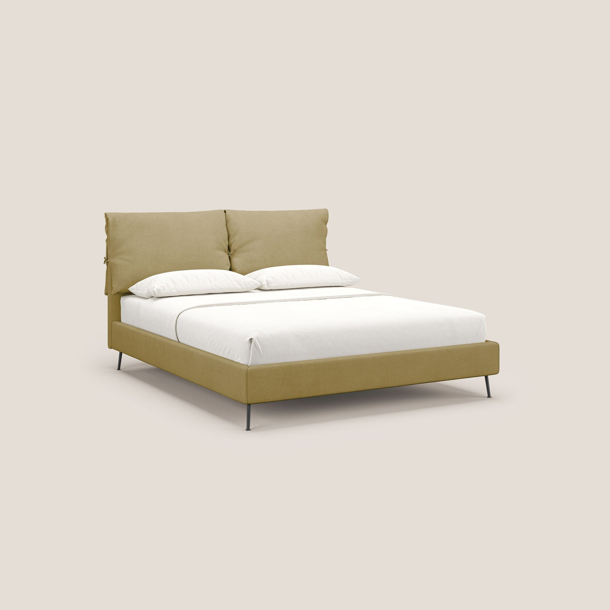 Artemisia letto imbottito con piedini alti sfoderabile in tessuto smacchiabile T17 giallo - divitt.sbs