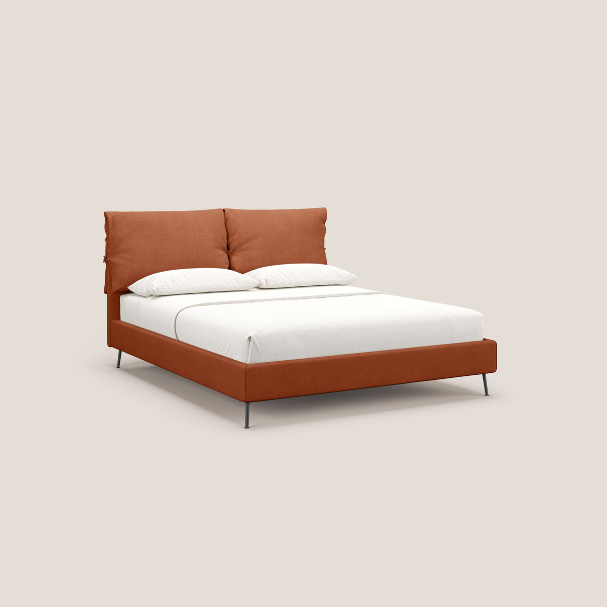 Artemisia letto imbottito con piedini alti sfoderabile in tessuto smacchiabile T17 arancio - divitt.sbs