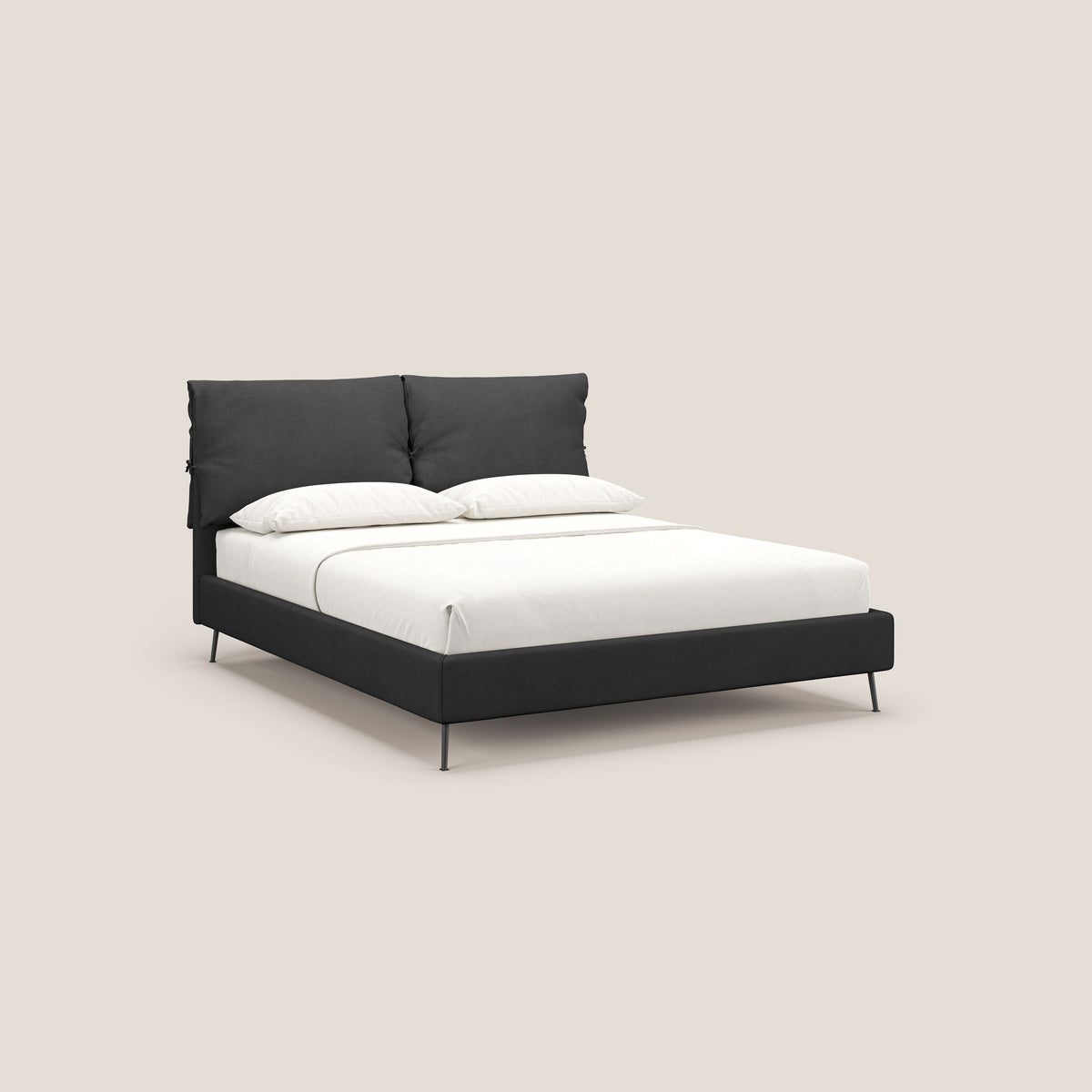 Artemisia letto imbottito con piedini alti sfoderabile in tessuto smacchiabile T17 antracite - divitt.sbs