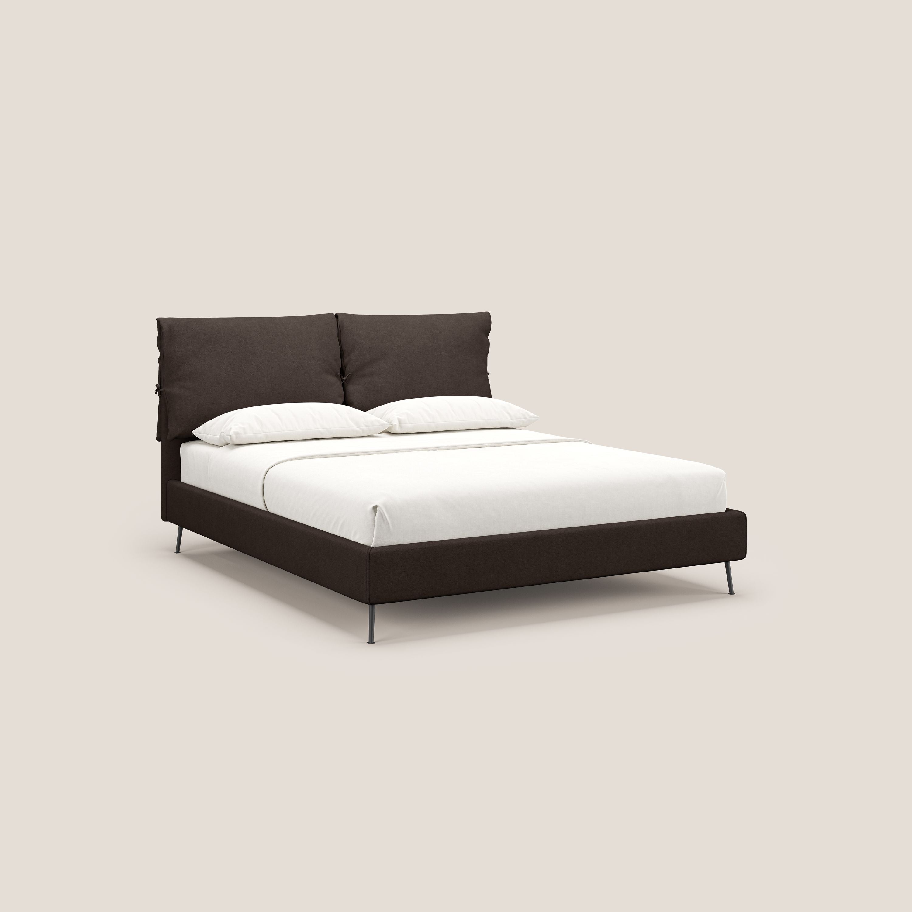 Artemisia letto imbottito con piedini alti sfoderabile in tessuto smacchiabile T17 marrone - divitt.sbs