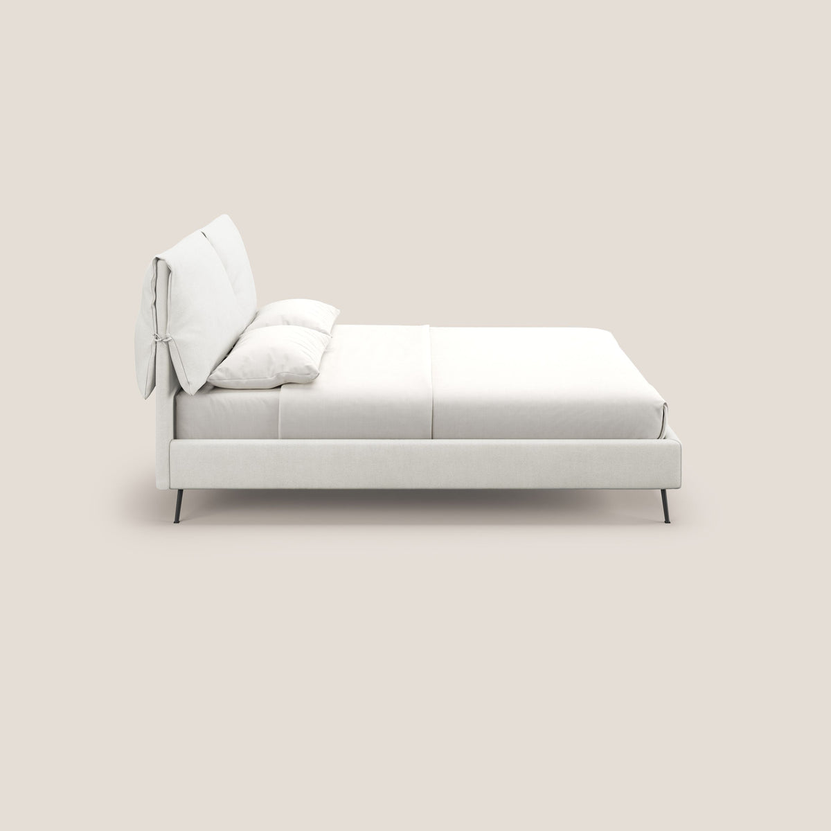 Artemisia letto imbottito con piedini alti sfoderabile in tessuto smacchiabile T17 bianco - divitt.sbs