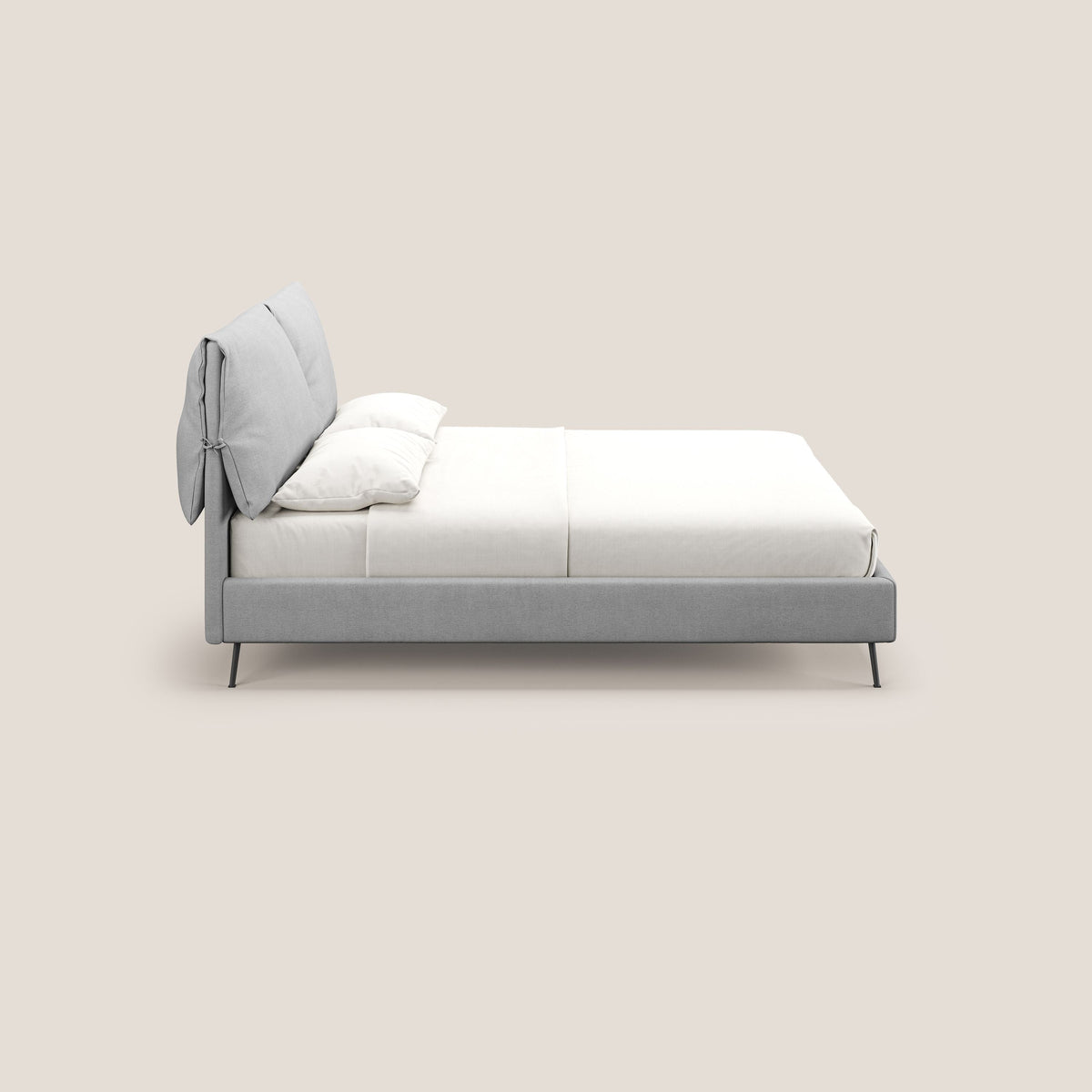 Artemisia letto imbottito con piedini alti sfoderabile in tessuto smacchiabile T17 grigio - divitt.sbs