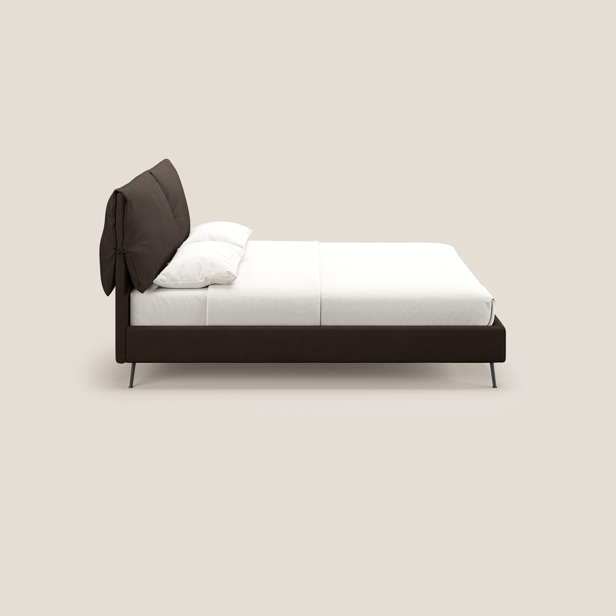 Artemisia letto imbottito con piedini alti sfoderabile in tessuto smacchiabile T17 marrone - divitt.sbs