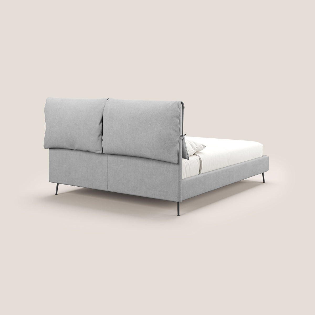 Artemisia letto imbottito con piedini alti sfoderabile in tessuto smacchiabile T17 grigio - divitt.sbs