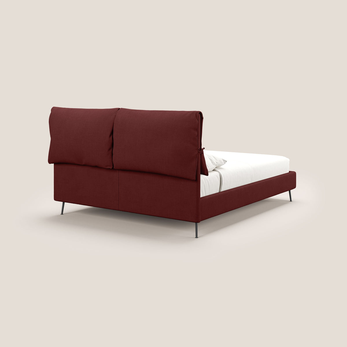 Artemisia letto imbottito con piedini alti sfoderabile in tessuto smacchiabile T17 rosso - divitt.sbs