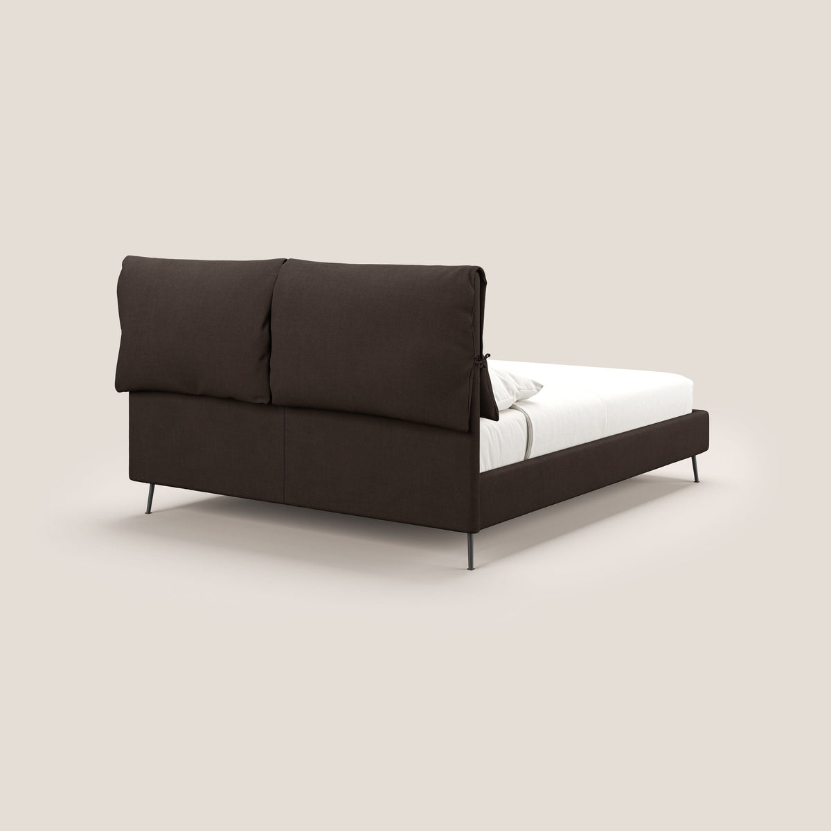 Artemisia letto imbottito con piedini alti sfoderabile in tessuto smacchiabile T17 marrone - divitt.sbs