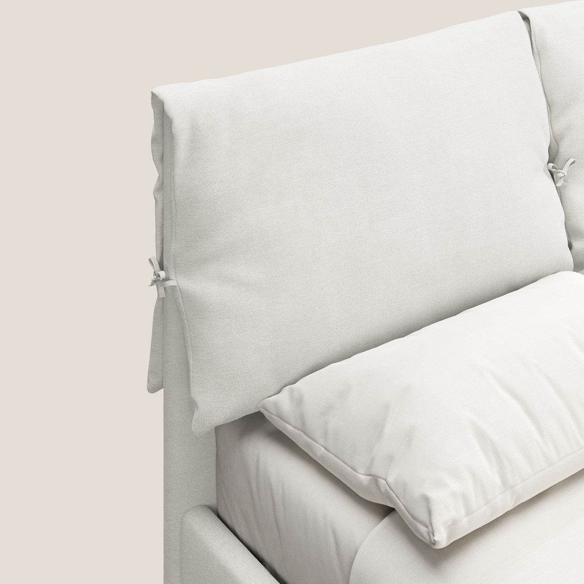 Artemisia letto imbottito con piedini alti sfoderabile in tessuto smacchiabile T17 bianco - divitt.sbs