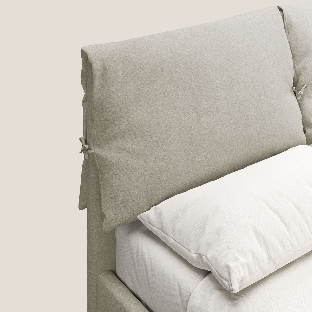 Artemisia letto imbottito con piedini alti sfoderabile in tessuto smacchiabile T17 panna - divitt.sbs