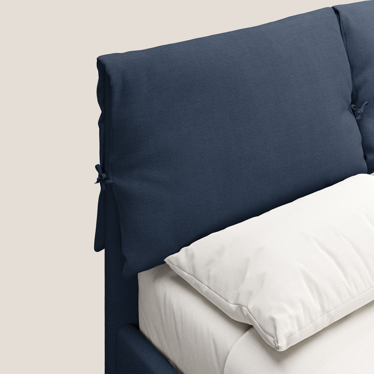 Artemisia letto imbottito con piedini alti sfoderabile in tessuto smacchiabile T17 blu - divitt.sbs