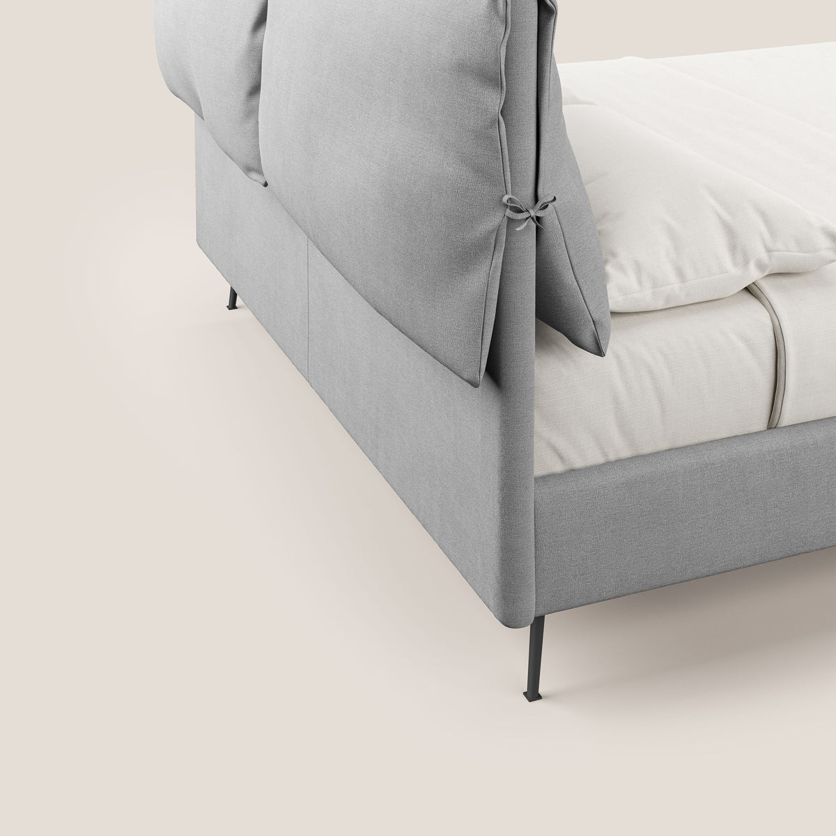 Artemisia letto imbottito con piedini alti sfoderabile in tessuto smacchiabile T17 grigio - divitt.sbs