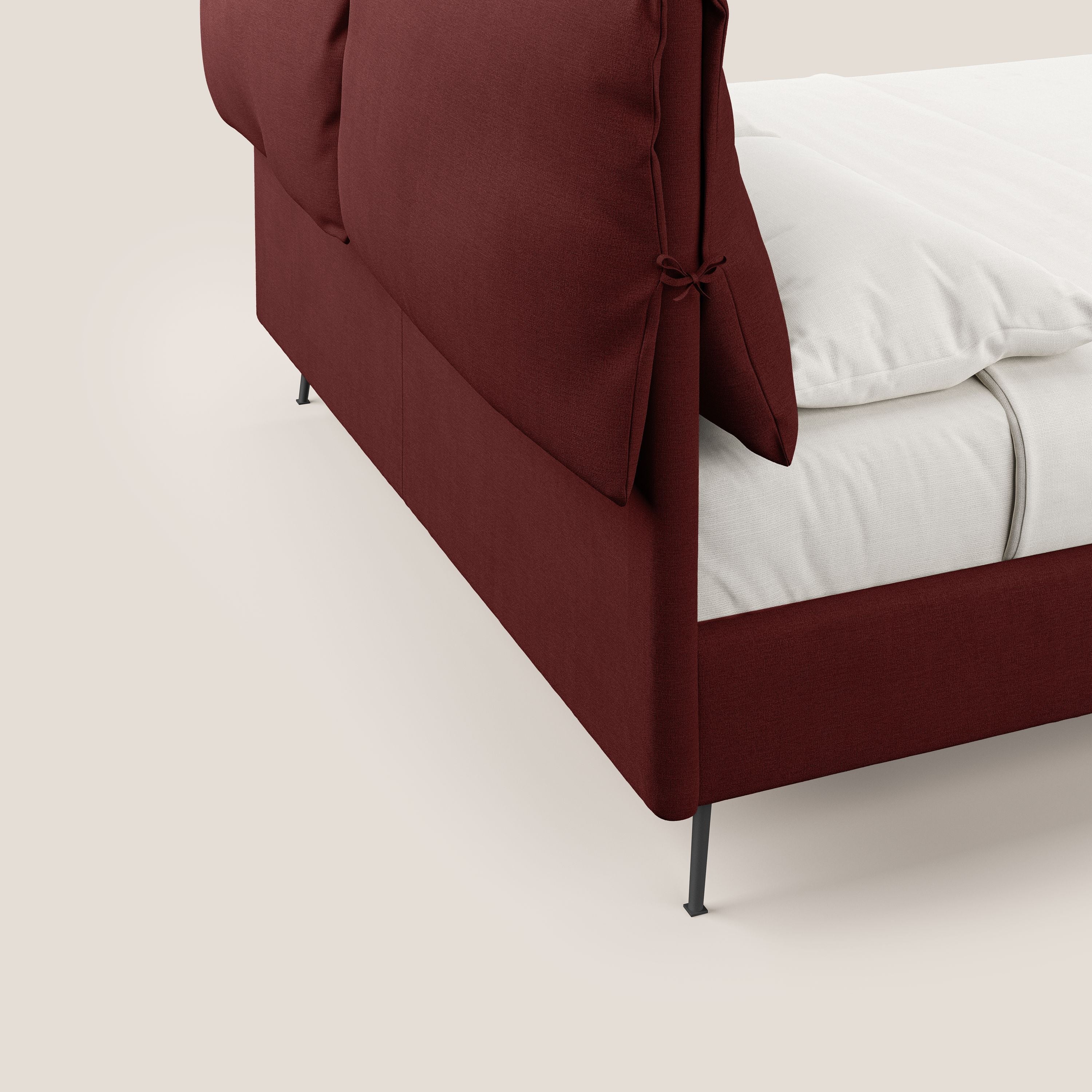 Artemisia letto imbottito con piedini alti sfoderabile in tessuto smacchiabile T17 rosso - divitt.sbs