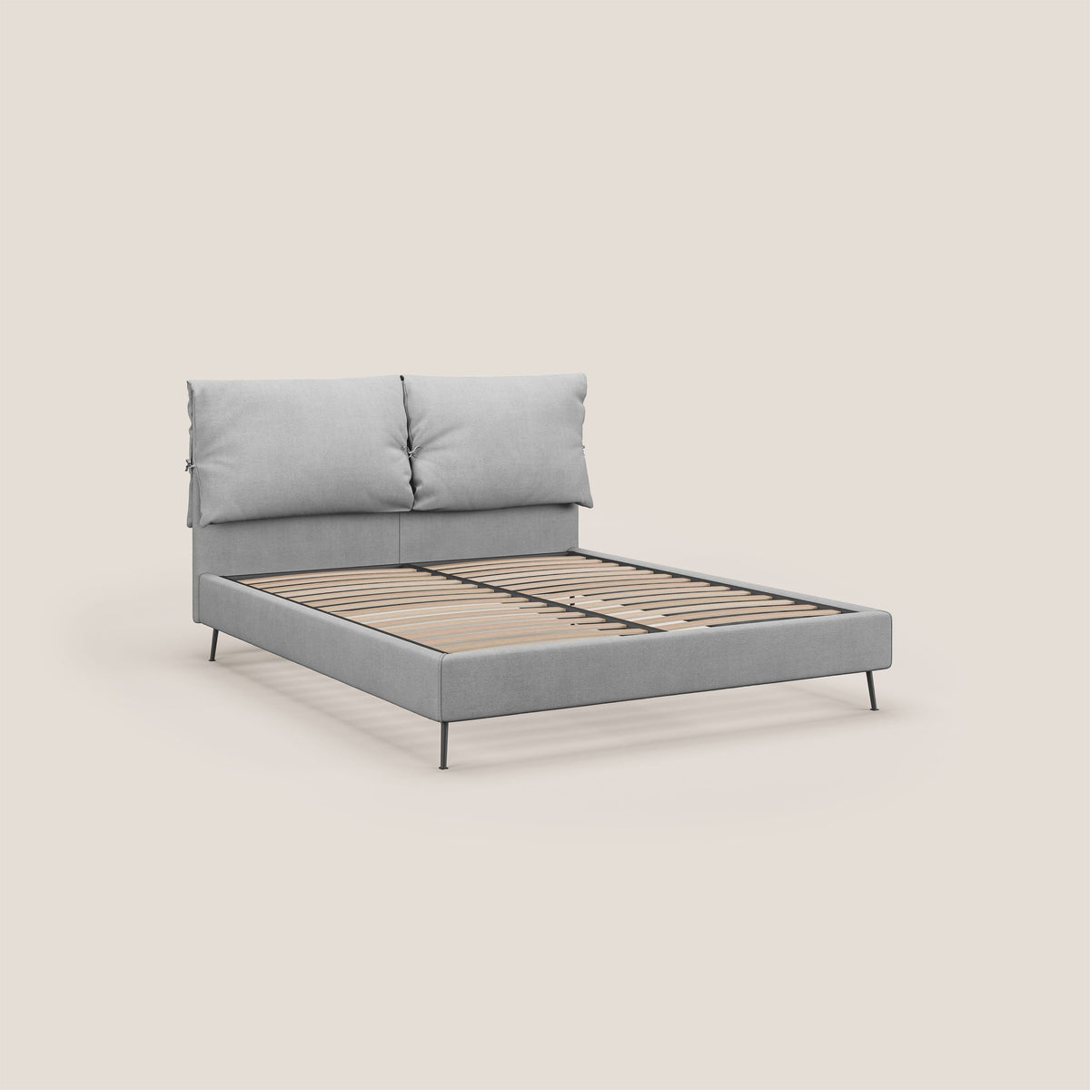 Artemisia letto imbottito con piedini alti sfoderabile in tessuto smacchiabile T17 grigio - divitt.sbs