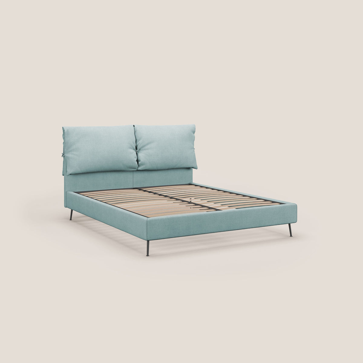 Artemisia letto imbottito con piedini alti sfoderabile in tessuto smacchiabile T17 verde acqua - divitt.sbs