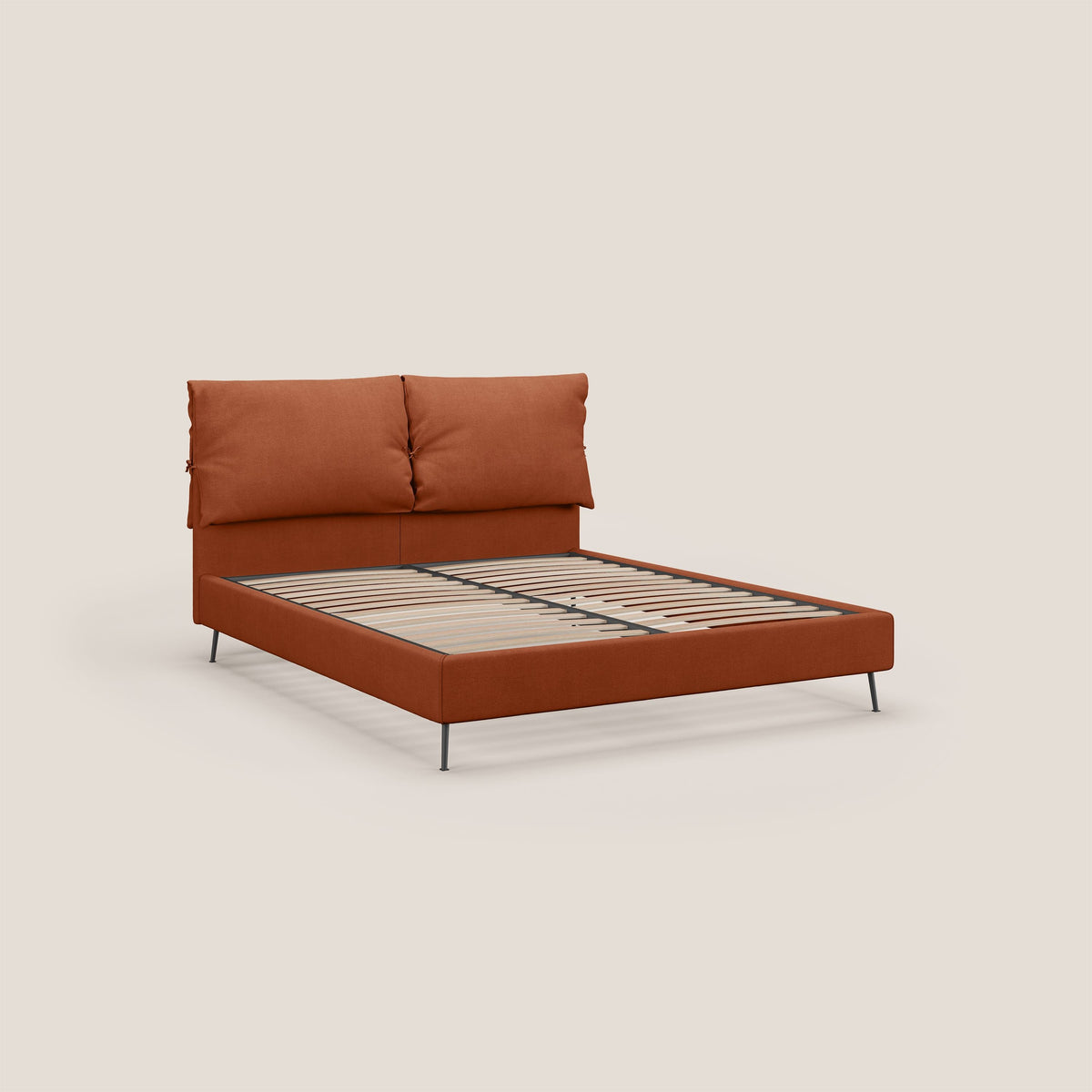 Artemisia letto imbottito con piedini alti sfoderabile in tessuto smacchiabile T17 arancio - divitt.sbs