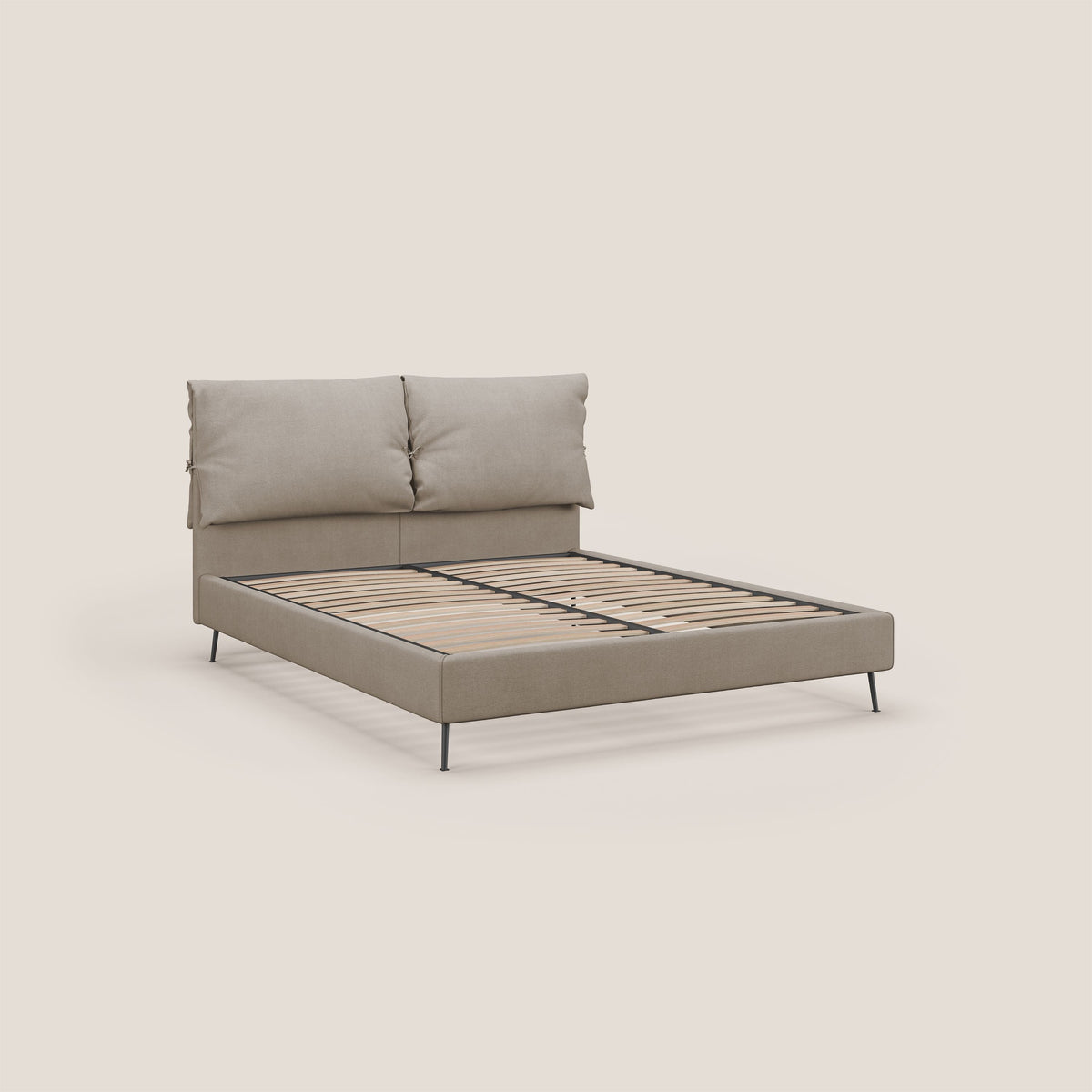 Artemisia letto imbottito con piedini alti sfoderabile in tessuto smacchiabile T17 beige - divitt.sbs